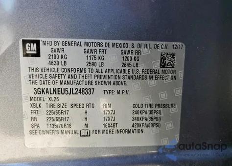 2018 GMC Terrain Sle z USA, uszkodzony, nr VIN 3GKALNEU5JL248337